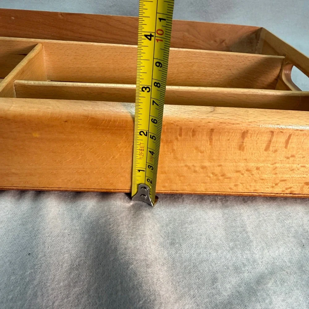Vintage Wood Cutlery Divided Tray Organizer Silverware Drawer Romania Dovetail